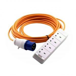 Caravan Camping Mains Electric Hookup Extension Lead Cable 4 Way Gang UK