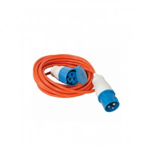 Orange caravan electric hookup cable with 16A industrial connectors