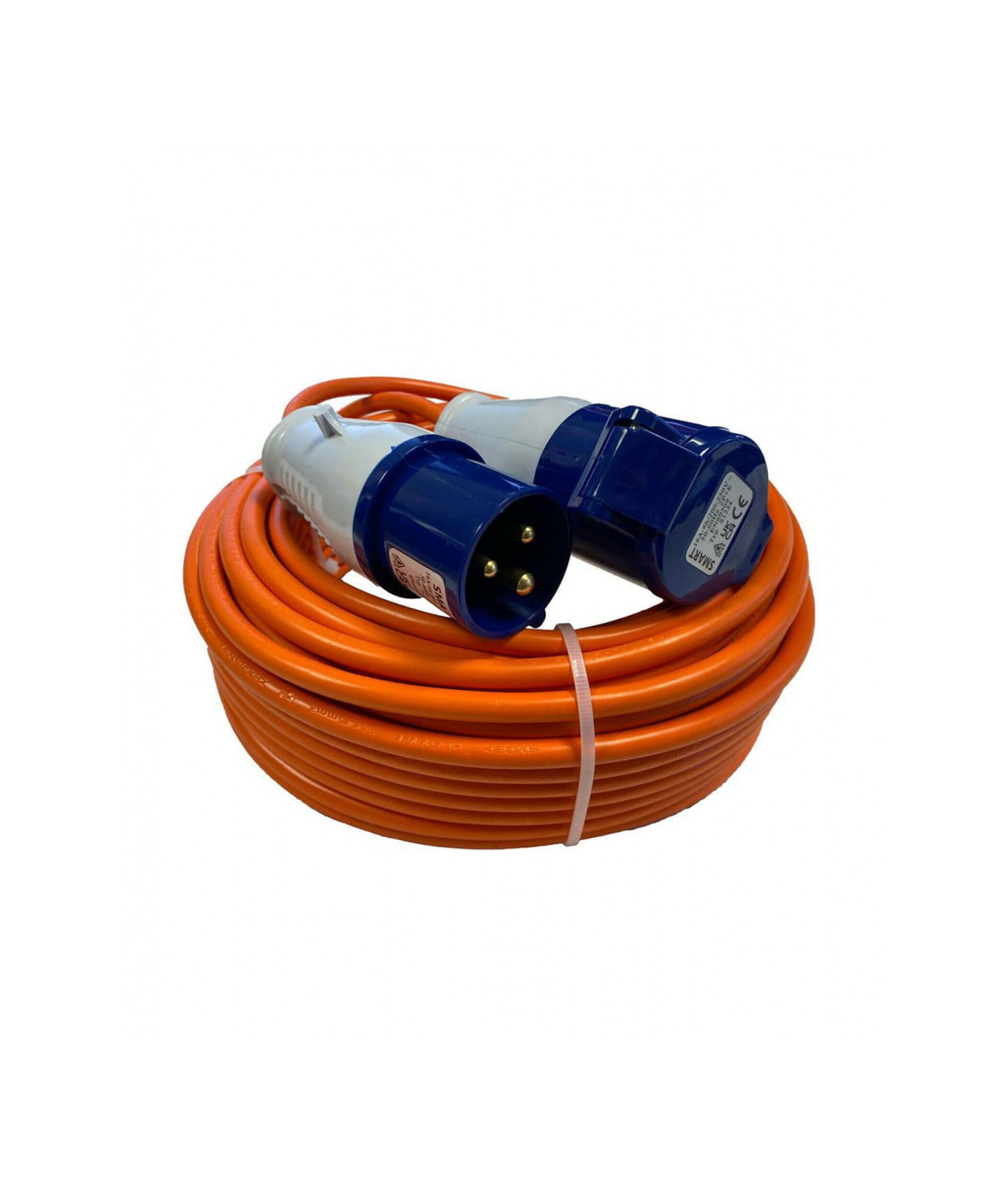 Heavy duty 2.5mm hookup cable with 16amp blue plug and socket for caravans and motorhomes